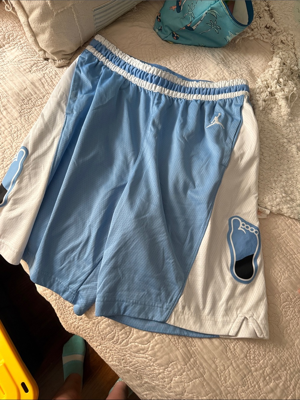 Jordan Light Blue and White Basketball Shorts UNC